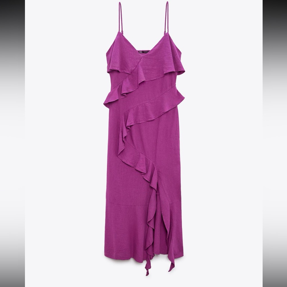 Zara Purple Ruffle Dress - Picture 2 of 2